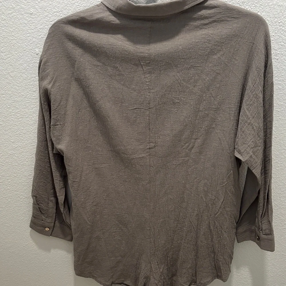NEW Style Rack Womens Casual Tan Button Down Shirt - Picture 4 of 4